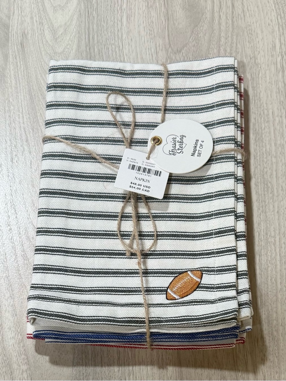 Anthropologie Frasier Sterling Game Day Icon Striped Napkins Set of 4 - Picture 3 of 6